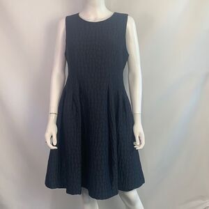 Armani Collezioni blue textured fit flare dress